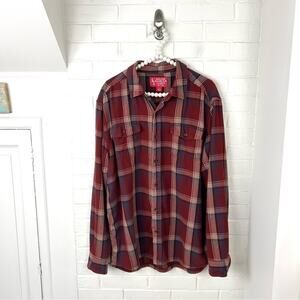 Eastern Mountain Sports Men’s Red Plaid 100% Cotton Button Down Shirt Size L
